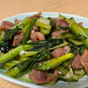 小松菜たっぷり☆鶏砂肝の和風ガーリック炒め